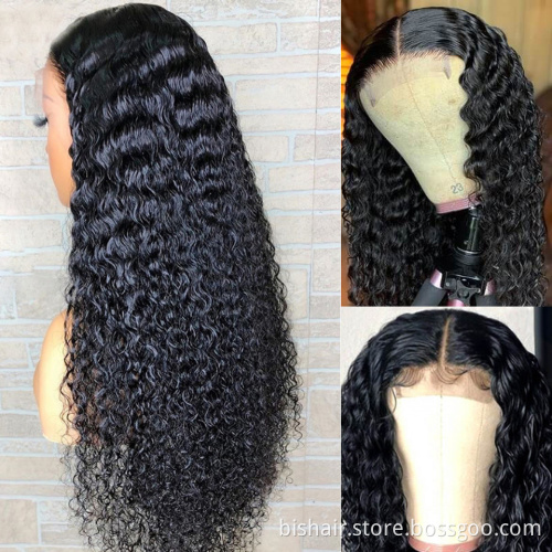 Deep Wave Frontal Wig 4x4 Lace Closure Human Hair Wigs For Women Curly Wave 30 Inch Pre Plucked Loose Wave Curly Human Hair Wig